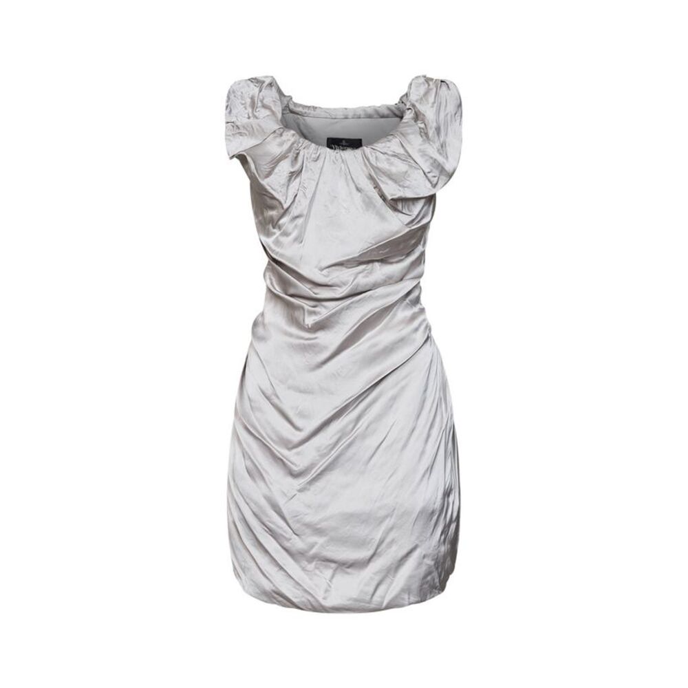 Vivienne Westwood Women Mother-Of-Pearl Viscose Satin Twisted Ginnie Mini Dress